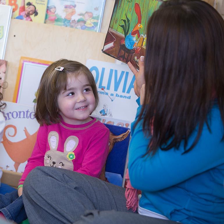 Bright Horizons Preschool Student with her teacher