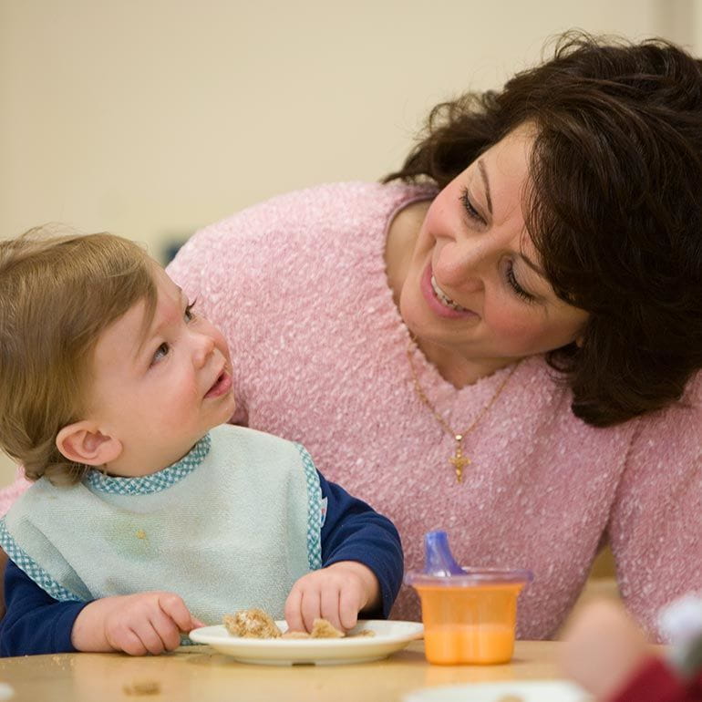 Bright Horizons Toddler student eating lunch